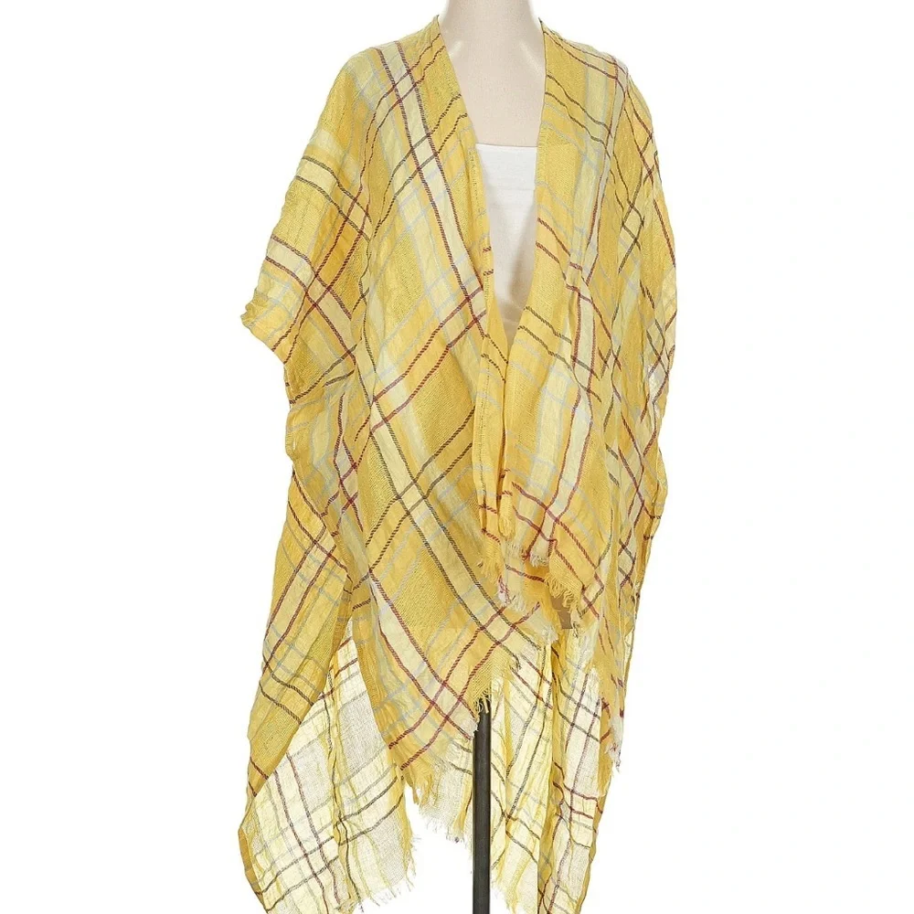 NWT~Free People Yellow Plaid Caftan - Picture 6 of 7